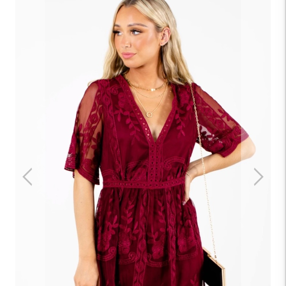 Ella Bella Boutique Burgundy Dress NWT